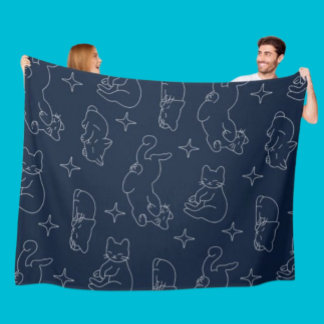 Sleepy Cat Fleece Blanket – Cozy Cat Pattern