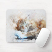 Sleepy Cat Girl | ABSTRACT | WATERVERF Muismat (Met muis)