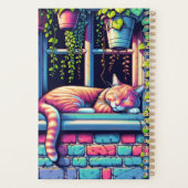 Sleepy Cat in Window Sill AI Art Gepersonaliseerd Planner (Achterkant)