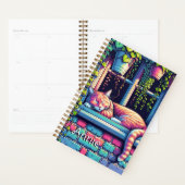 Sleepy Cat in Window Sill AI Art Gepersonaliseerd Planner (Display)