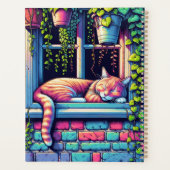 Sleepy Cat in Window Sill AI Art Gepersonaliseerd Planner (Achterkant)