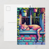 Sleepy Cat in Window Sill Air Art Briefkaart (Voorkant / Achterkant)
