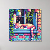Sleepy Cat in Window Sill Air Art Canvas Afdruk (Voorkant)