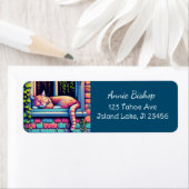 Sleepy Cat in Window Sill Air Art Etiket (Insitu)