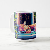 Sleepy Cat in Window Sill Air Art Koffiemok (Voorkant links)