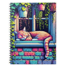 Sleepy Cat in Window Sill Air Art Notitieboek