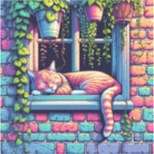 Sleepy Cat in Window Sill Air Art Sticker (Voorkant)