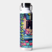 Sleepy Cat in Window Sill Air Art Waterfles (Voorkant)