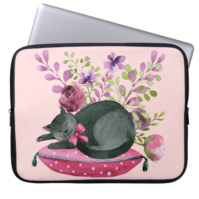 Sleepy Cat Laptop Sleeve (Voorkant)