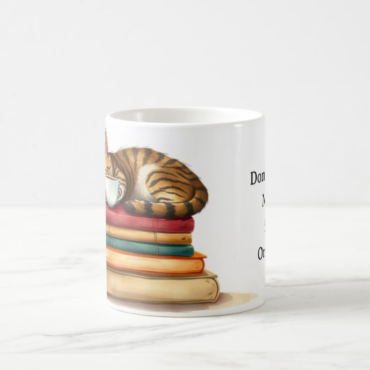 Sleepy Cat Napping On Coffee Funny Personalized Koffiemok (Center)