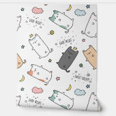 Sleepy Cat pattern for Your Kid Room Behang (Afrollen)