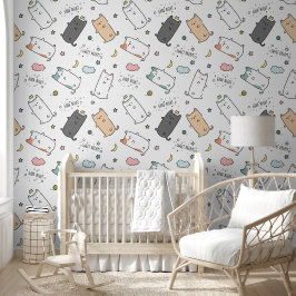 Sleepy Cat pattern for Your Kid Room Behang