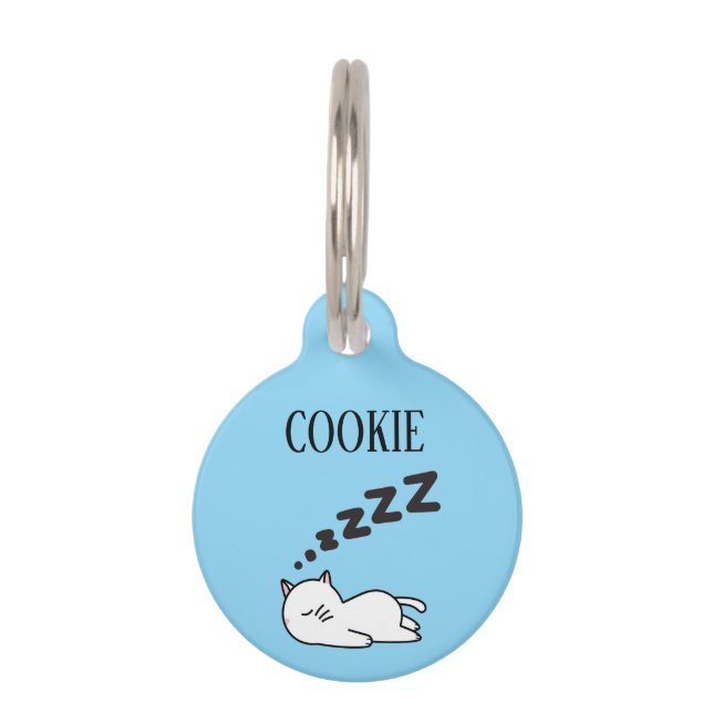 Sleepy Cat Pesonalized Huisdierpenning (Voorkant)