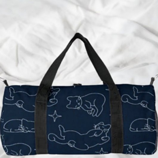 Sleepy Cat Small Duffel Bag – Napping Cat Pattern Plunjezak