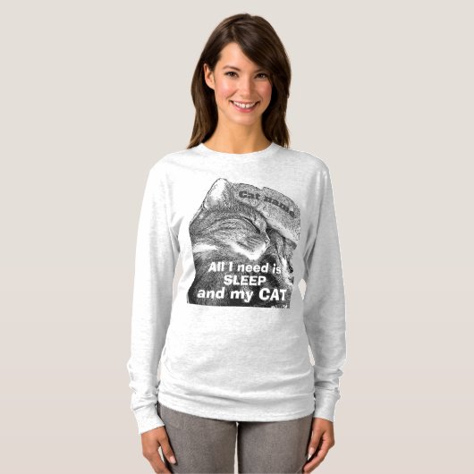 Sleepy Cat T-Shirt personaliseren (Voorkant volledig)