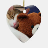 Sleepy Cat Teddy Bear Keramisch Ornament (Rechts)