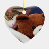 Sleepy Cat Teddy Bear Keramisch Ornament (Achterkant)