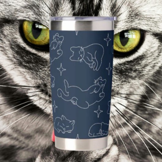 Sleepy Cat Thermal Tumbler – Napping Cat Pattern Geïsoleerde Drinkbeker