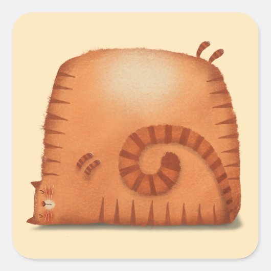 Sleepy Cat Vierkante Sticker (Voorkant)