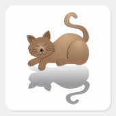 Sleepy Cat Vierkante Sticker (Voorkant)