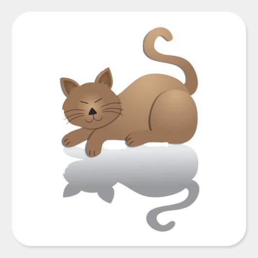Sleepy Cat Vierkante Sticker (Voorkant)