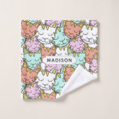 Sleepy Cats Patroon aangepaste naam handdoek set (Wasdoekje)
