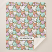 Sleepy Cats Pattern, aangepaste naam dekens (Voorkant)