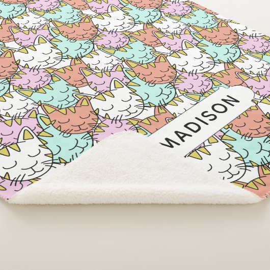 Sleepy Cats Pattern, aangepaste naam dekens (3/4)