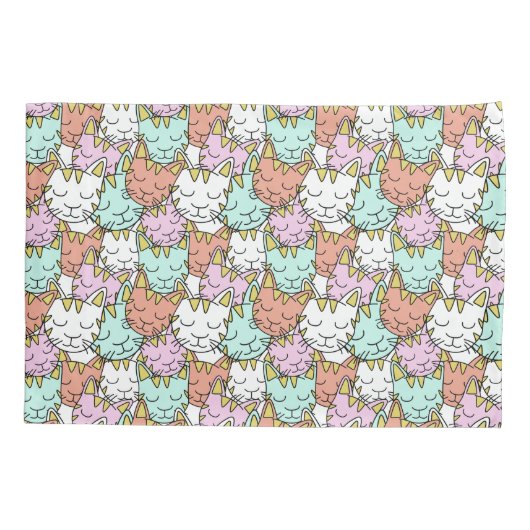 Sleepy Cats Pattern aangepaste naam kussenslopen (Achterkant)