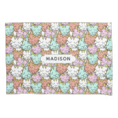 Sleepy Cats Pattern aangepaste naam kussenslopen (Voorkant)