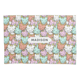 Sleepy Cats Pattern aangepaste naam kussenslopen