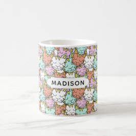 Sleepy Cats Pattern aangepaste naam mokken