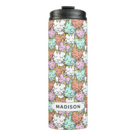 Sleepy Cats Pattern, aangepaste naam tumbler Thermosbeker