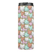 Sleepy Cats Pattern, aangepaste naam tumbler Thermosbeker (Achterkant)