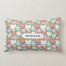 Sleepy Cats Pattern aangepaste naam werpt kussens