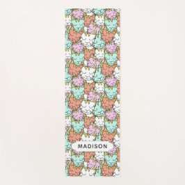 Sleepy Cats Pattern, aangepaste naam yoga mat
