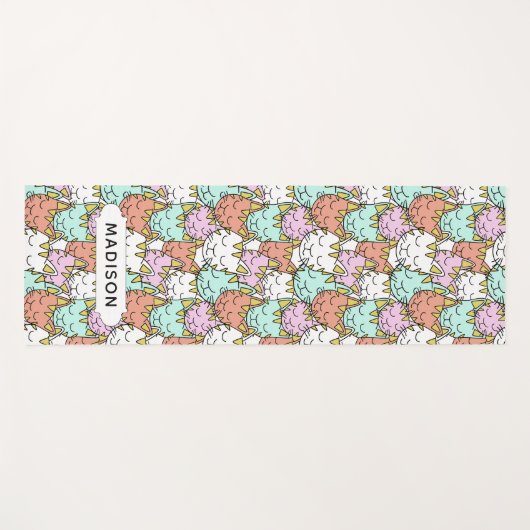 Sleepy Cats Pattern, aangepaste naam yoga mat (Voorkant (horizontaal))