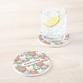 Sleepy Cats Pattern, aangepaste naam zandsteen ond Zandsteen Onderzetter (Zijkant)