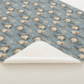 Sleepy Cats Under Starry Sky Cozy Blue Pattern Sherpa Deken (3/4)