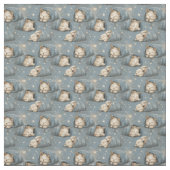 Sleepy Cats Under Starry Sky Cozy Blue Pattern Stof (Swatch)