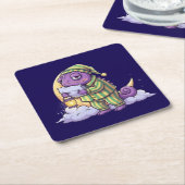 Sleepy Chameleon Coaster – Cozy & Whimsical Drink Kartonnen Onderzetters (Schuin)
