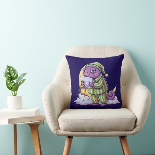 Sleepy Chameleon Wall Clock – Dreamy & Whimsical T Kussen (Stoel)