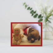 Sleepy Christmas Boxer Puppy briefkaart (Staand voorkant)
