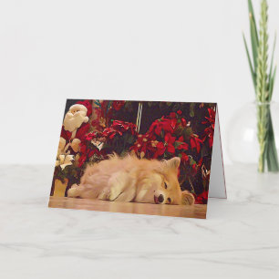 Sleepy Christmas Corgi Feestdagen Kaart