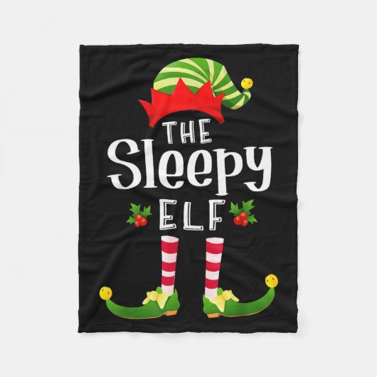 Sleepy Christmas Elf Matching Pajama X-mas Party Fleece Deken (Voorkant)