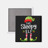 Sleepy Christmas Elf Matching Pajama X-mas Party  Magneet (Voorkant / Achterkant)