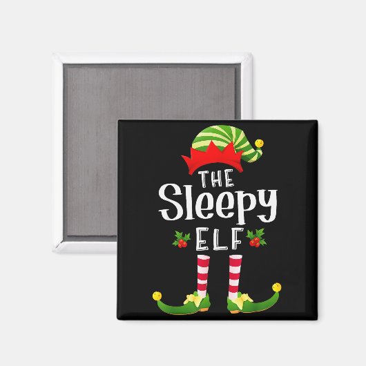 Sleepy Christmas Elf Matching Pajama X-mas Party  Magneet (Voorkant / Achterkant)
