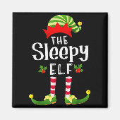 Sleepy Christmas Elf Matching Pajama X-mas Party  Magneet (Voorkant)