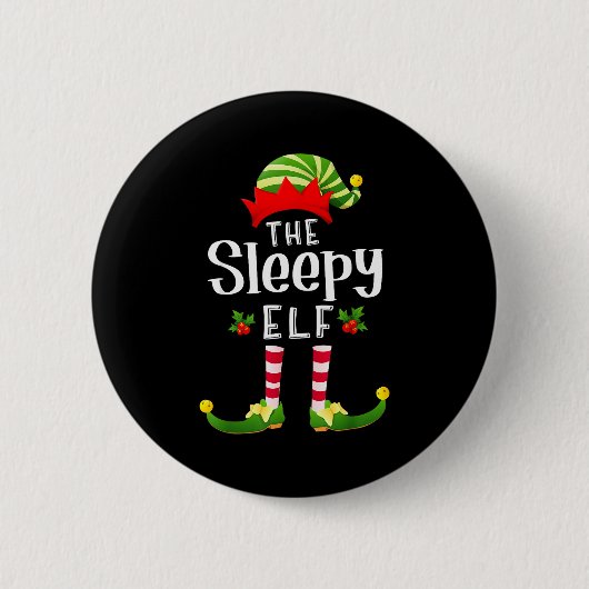 Sleepy Christmas Elf Matching Pajama X-mas Party Ronde Button 5,7 Cm (Voorkant)