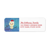 Sleepy Christmas Owl Holiday Return Adres Labels (Voorkant)